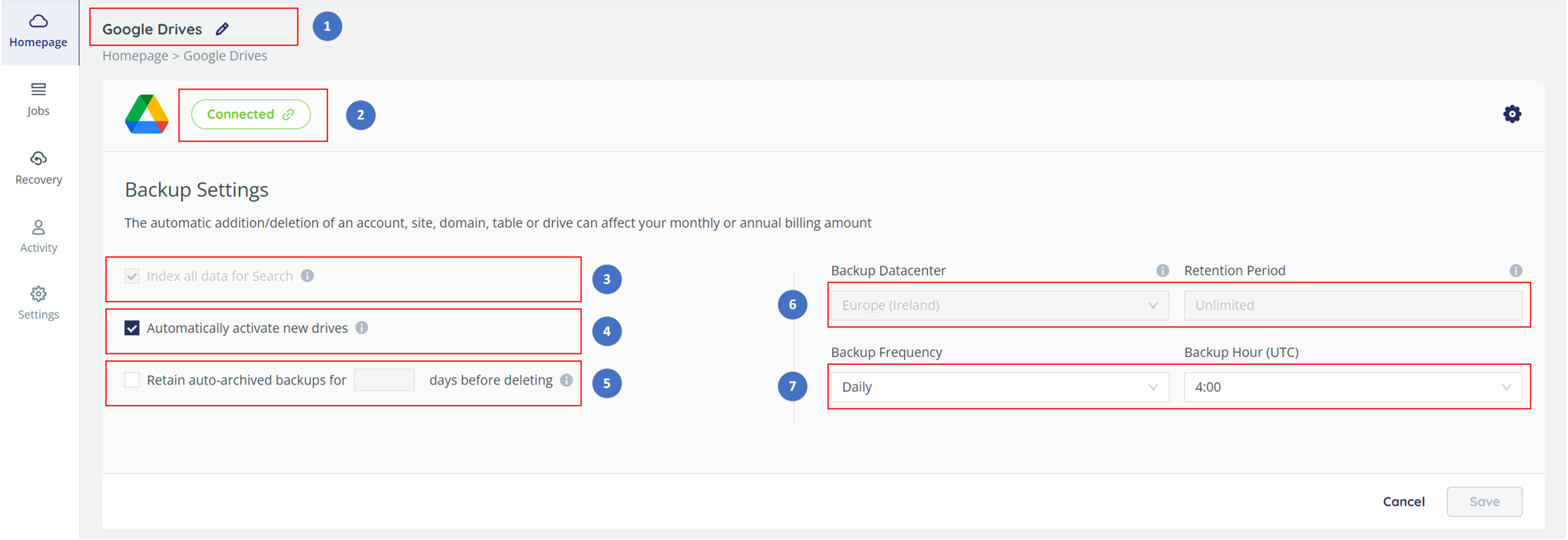 Configuring Backup Settings - Google Shared Drives