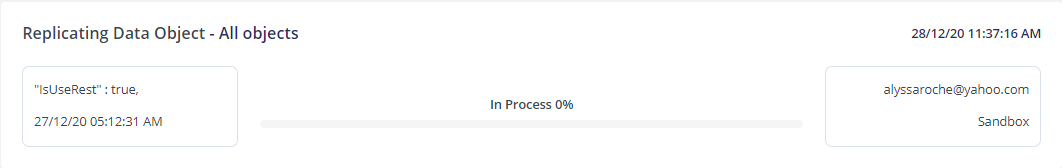Replicating Data Object - progress bar showing 0%