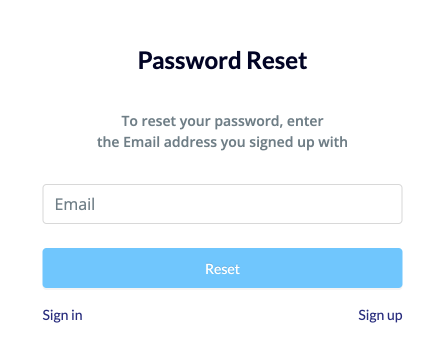 Password reset page