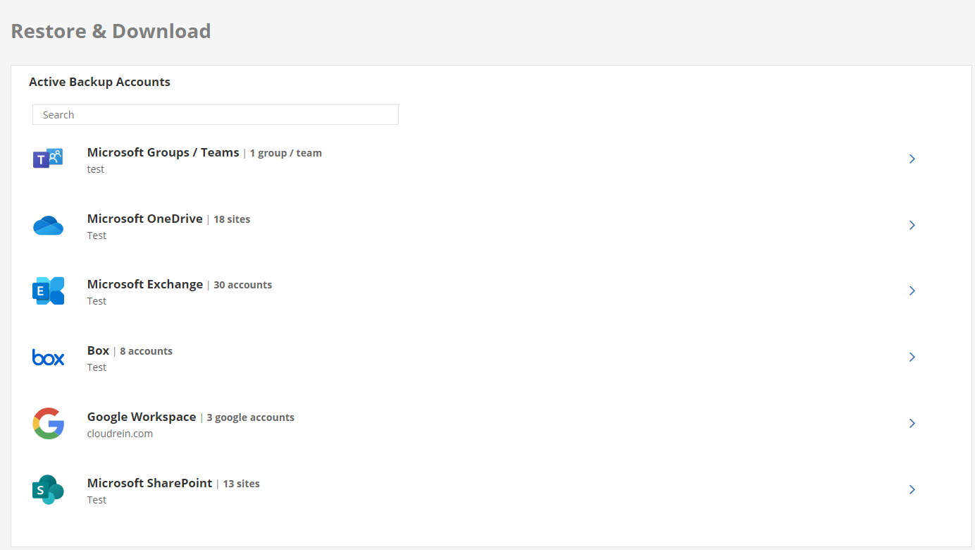 Restore and download page
