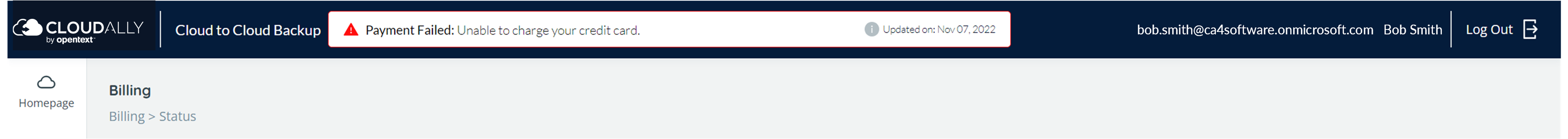 Payment failed error message
