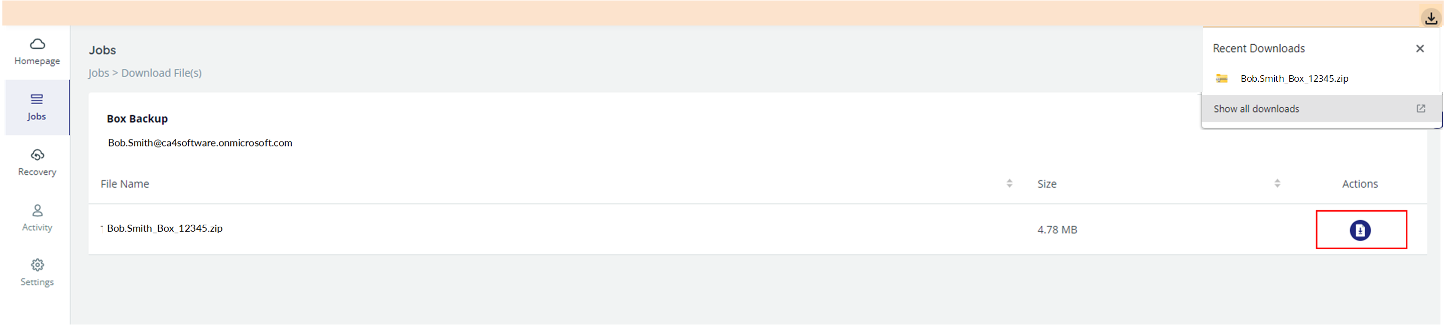 Zip file downloaded and appearing in recent downloads list