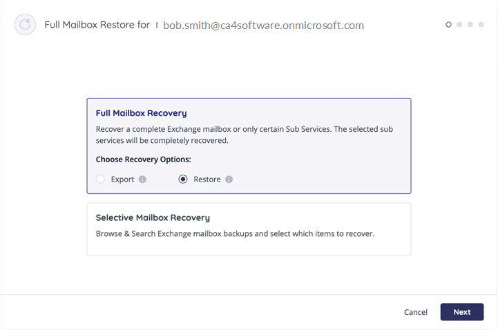 Full Mailbox recovery - restore selected