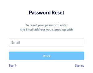 Password reset page