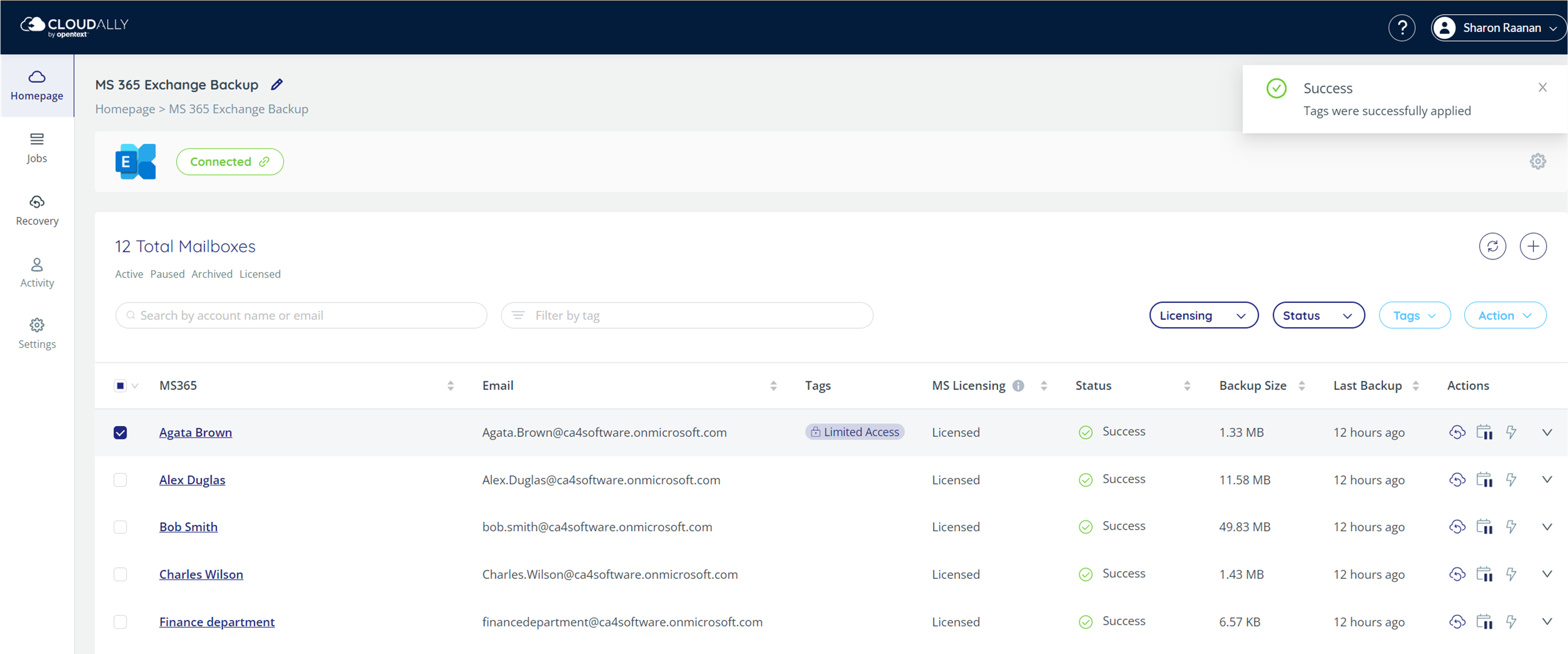 Limited Access tag displayed