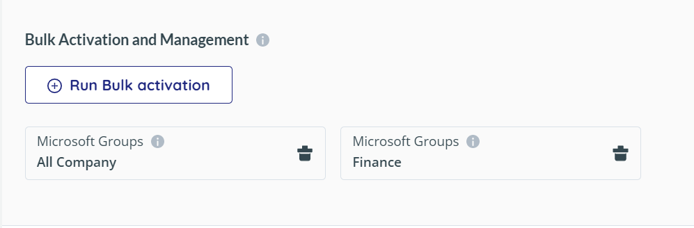 Active bulk activation rules for groups displayed