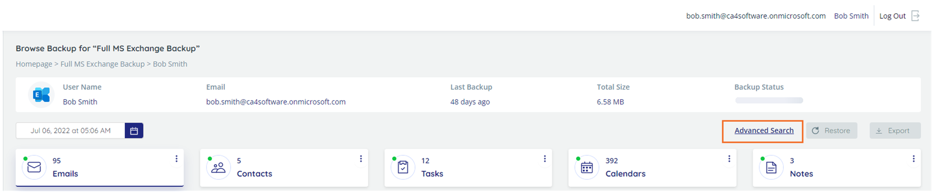 Browse Backups - Advanced Search option