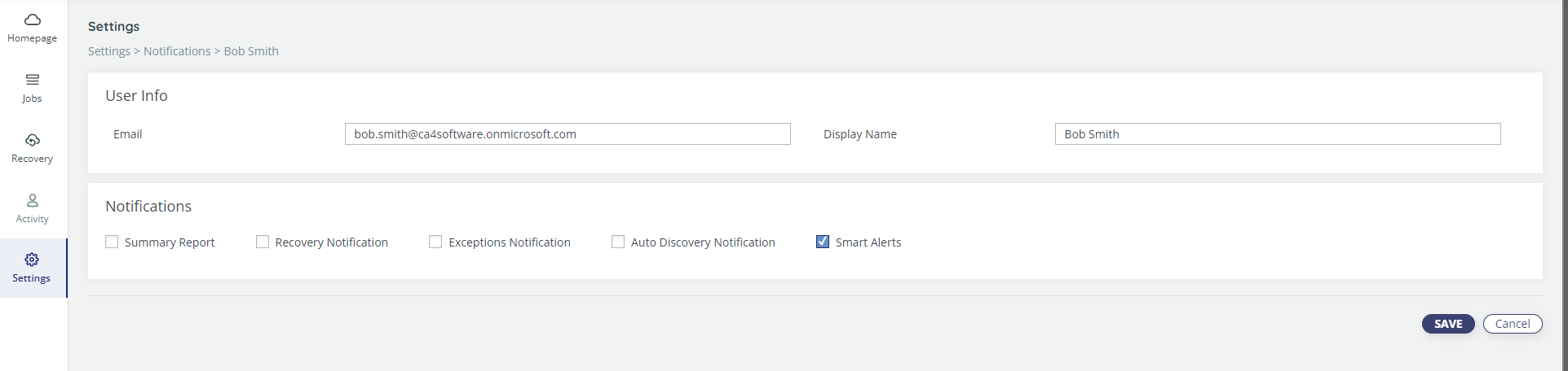 Add new recipient for smart alert notifications