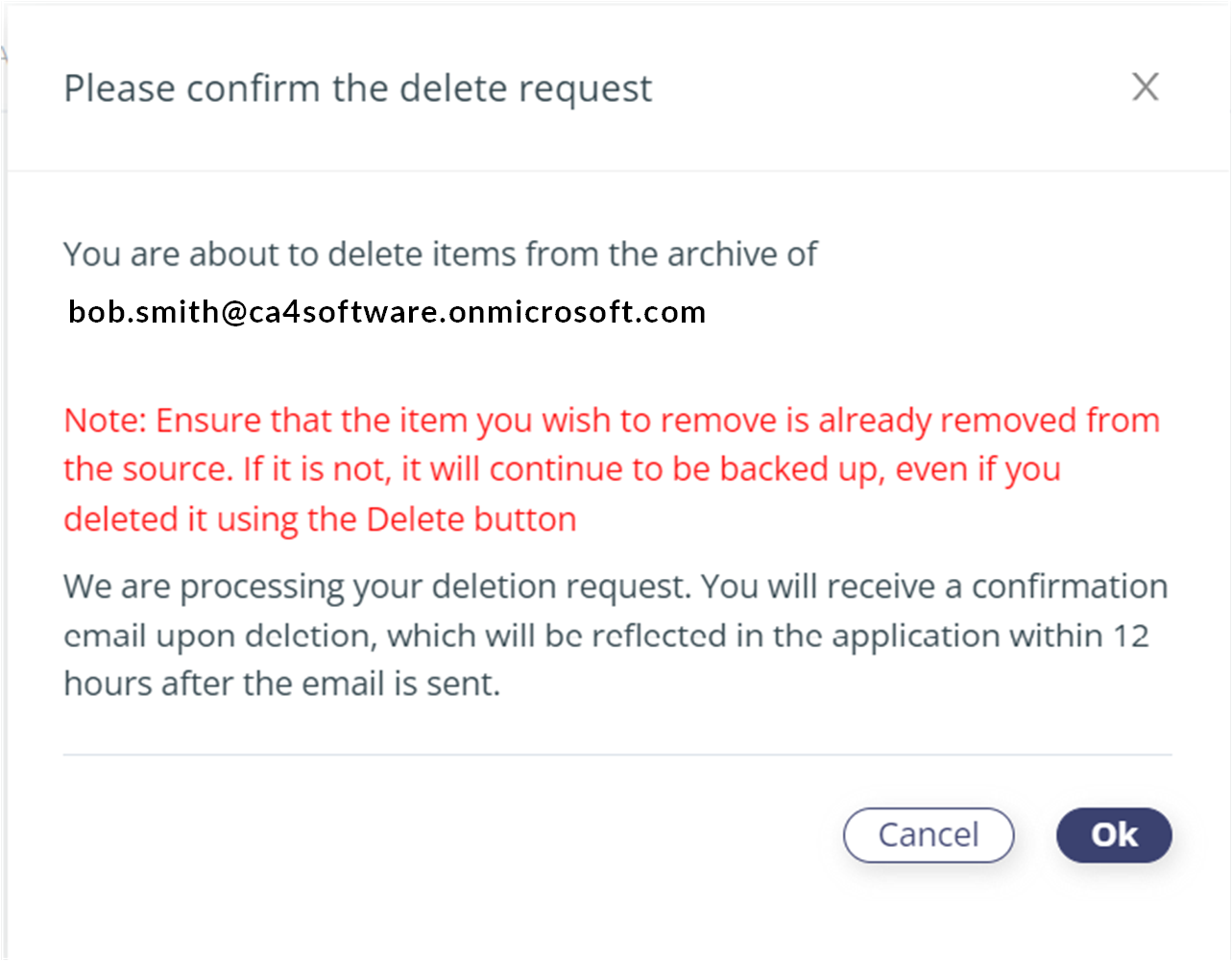 Confirm delete request 